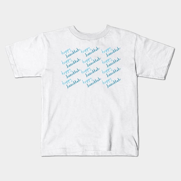 Happy Hanukkah Blue Script Lettering Pattern, made by EndlessEmporium Kids T-Shirt by EndlessEmporium